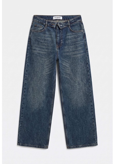 Kadın Koyu Kot 2w6-8 Straight Fit Kemer Detaylı Denim Jean
