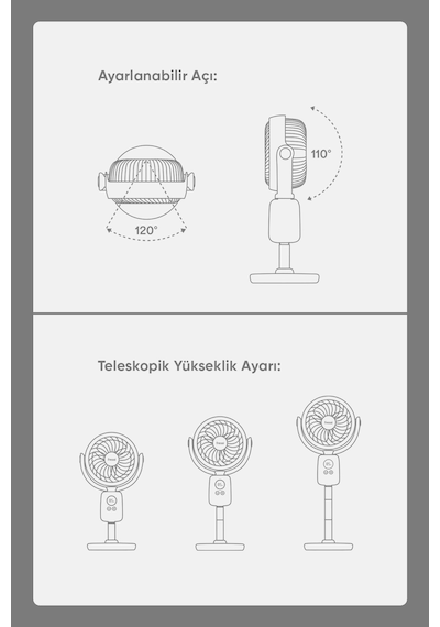 Fressi Jaf18 Taşınabilir Masaüstü Gri Usb Fan