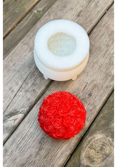 Gül Topu Silikon Mum Kalıbı Beyaz