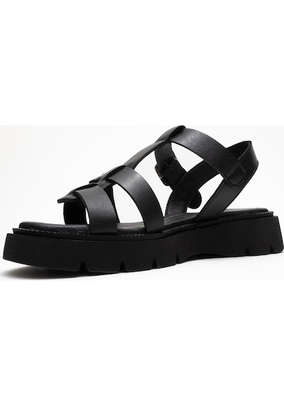 Luvishoes Melvın Siyah Hakiki Deri Kadın Sandalet Siyah