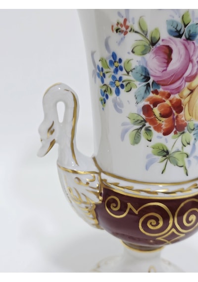 Sevres Çiçek Desenli Porselen Vazo 28cm Çok Renkli