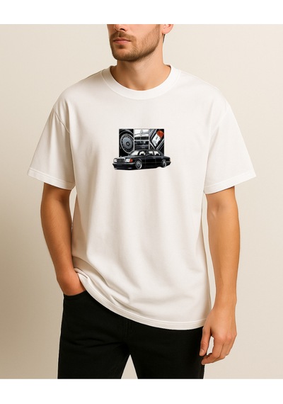 Mersedes Baskılı T-shirt Beyaz