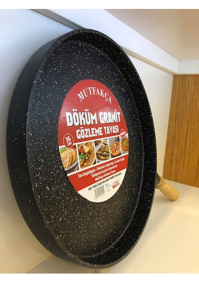 Mutfakça Döküm Granit Gözleme Bazlama Et Tava 36 CM
