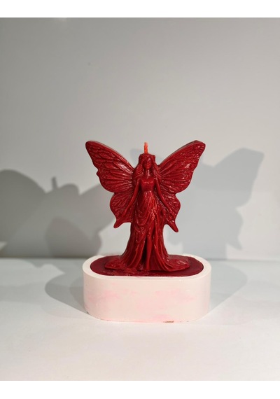 Red Lara Candle -el Yapımı Mum Beyaz-Kırmızı
