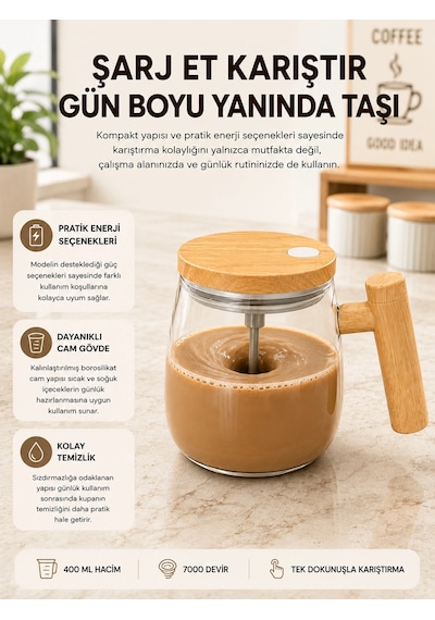 Zenvia Usb Şarjlı Akıllı Karıştırıcı Kupa Ip6 Su Sızdırmaz Yeni Nesil Znv2026 Çok Renkli