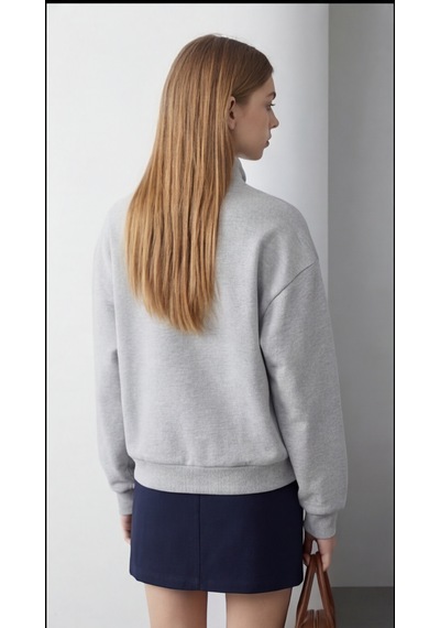 Modeva Global Kadın Gri Yarım Fermuarlı Oversize Sweatshirt Baskılı, Yumuşak Dokulu, Günlük & Spor Şık Açık Gri Modeva Global Kadın Gri Yarım Fermuarlı Oversize Sweatshirt Baskılı, Yumuşak Dokulu, Günlük & Spor Şık Açık Gri