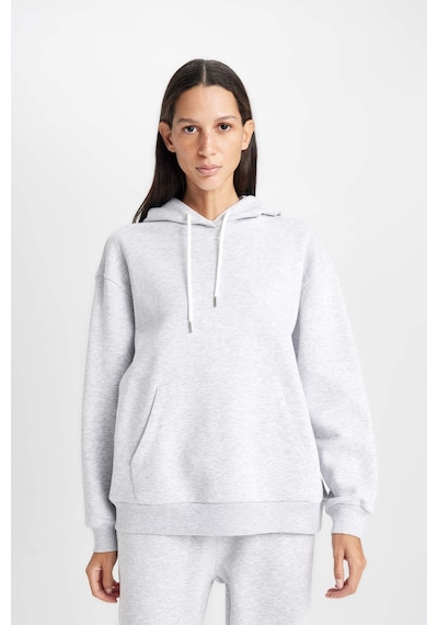DeFacto Relax Fit Kapüşonlu Kanguru Cepli Kalın Basic Düz Sweatshirt W1240AZ24WNGR93 Gri DeFacto Relax Fit Kapüşonlu Kanguru Cepli Kalın Basic Düz Sweatshirt W1240AZ24WNGR93 Gri