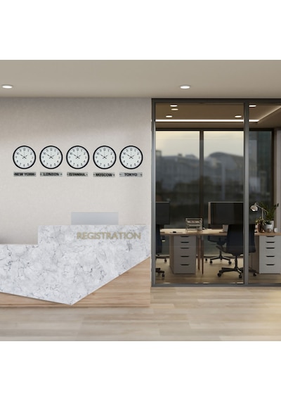 Executive Black 36 Cm 5 Li Tabelalı Dünya Saatleri Çok Renkli