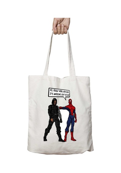 Art Hediye Metal Arm Dude Spiderman Winter Soldier Bucky İki Tarafı Kalıcı Baskılı Yıkanabilir Çanta Çok Renkli