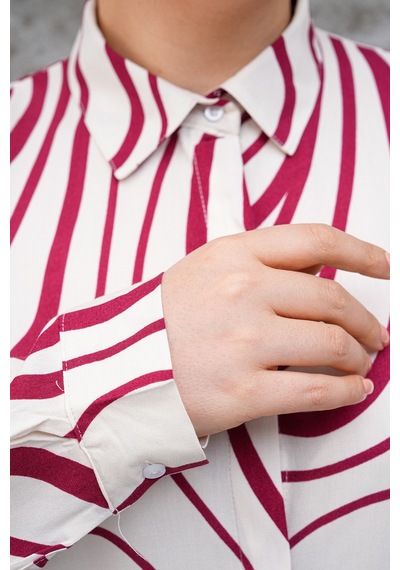 Polologin Butik Bordo Beyaz Modern Desen Tunik Bordo Beyaz