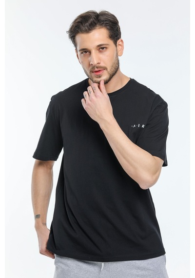 Erkek Bisiklet Yaka Slim Fit Air Baskılı Tişort Spr21y23 001