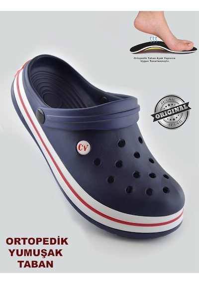 15090 Cv Crosss Tarzı Unisex Terlik Hemşire Doktor Terliği Lacivert