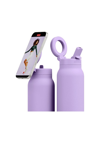 Ringo Pro Manyetik Telefon Tutuculu Termal Paslanmaz Çelik Su Şişesi Pipetli Kapak 24 Oz / 710 Ml Lila