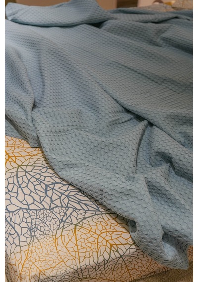 Sofline Premium %100 Pamuk Tek Kişilik Yazlık Pike, Yatak Örtüsü, Terletmez Kumaş Gri Renk 160x240cm Petrol