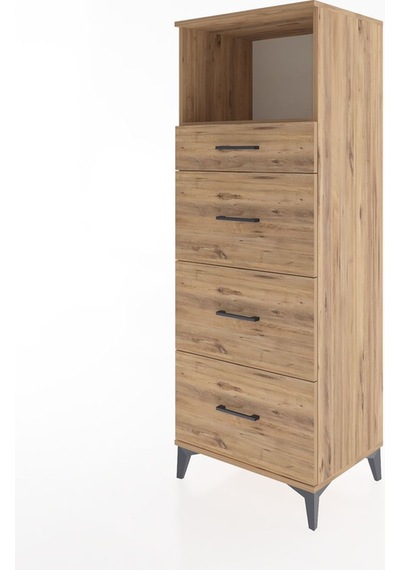 Hyperion Dolap Tek Raflı 4 Çekmeceli 60x44x163 Çam-çam Çam