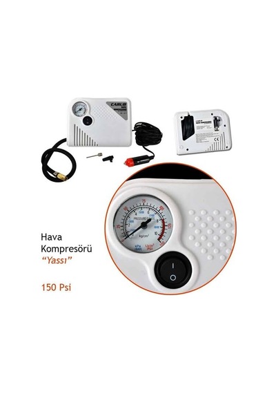 Oto Mini Kompresör Hava Kompresörü 12 V 150 Psı Yassı Oto Mini Kompresör Hava Kompresörü 12 V 150 Psı Yassı