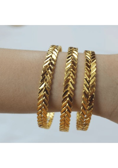 Bas Ak Burma Is Iltılı Desenli I Mitasyon Altın Bilezik Gold