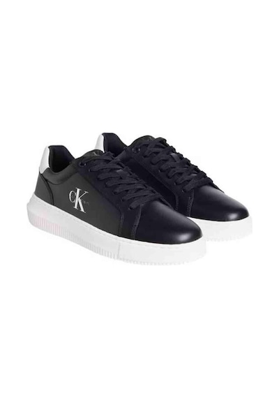 Calvin Klein Erkek Chunky Cupsole Deri Sneaker Ayakkabı - Siyah-8456 Black/bright White