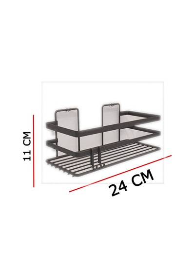 Suntel Mutfak Rafı 2'li Set Yapışkanlı Metal Baharatlık Rafı Organizer Düzenleyici Siyah