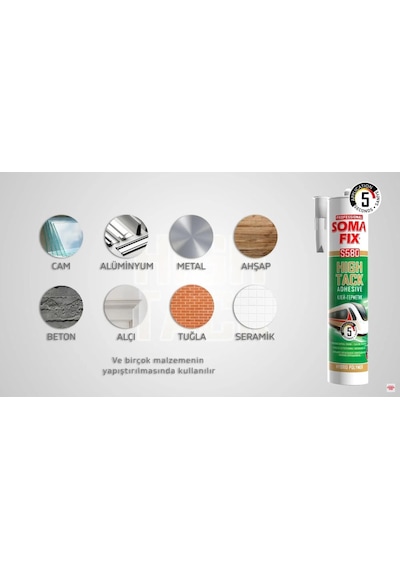 Somafıx S580 Hıgh Tack Korniş Yapıştırıcısı 290 Ml Taş,beton,metal,cam