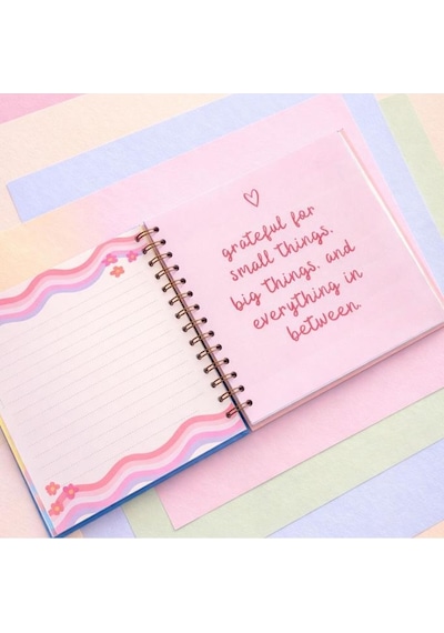 Lizy Spiralli Süresiz Planlayıcı Ajanda - 19x19 Cm - Motivasyon Ve Sticker Sayfaları Bulut Mavi