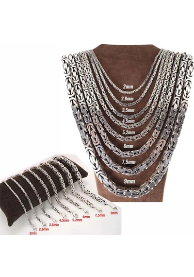 Erkek Gümüş Set - 7.5mm Kare Kral Model Hediye Bileklik Kolye