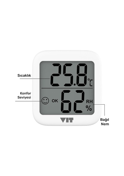 İç Mekan Dijital Isı Ve Nem Ölçer Beyaz Termometre Wvt17 Thermometer