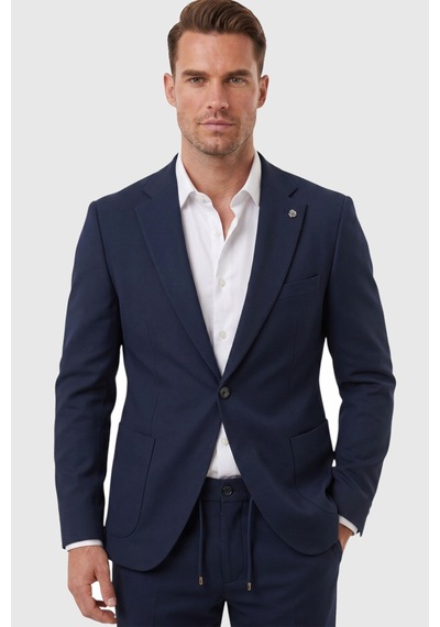 Rizzup Lacivert Premium Çizgi Dokulu Slim Fit Likralı 2 Li Erkek Takım Elbise 2600821
