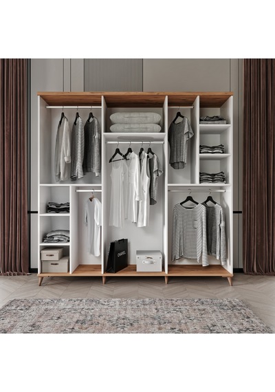 Guneystore Bohem 6 Kapaklı Aynalı Komple Mdf Gardırop