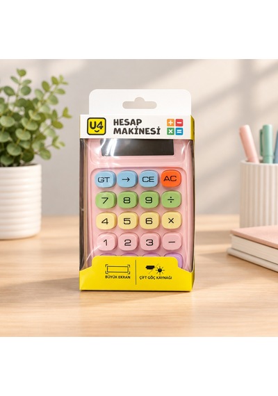 10 Hane Solar Hesap Makinesi Açık Pembe