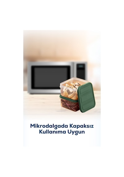 Vienev Buzdolabı Düzenleyici Organizer Mikrodalgaya Uygun Difriz Saklama Kabı Yeşil 8'Li Yeşil