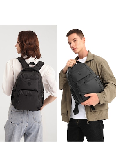 Smart Bags Gumi Kumaş Uniseks Orta Boy Sırt Çantası 8672 01 Siyah