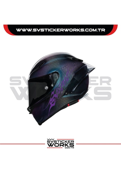 Silent Sticker Kask Sticker Kasklar Uyumlu Tek Yön 1 Adet Mor