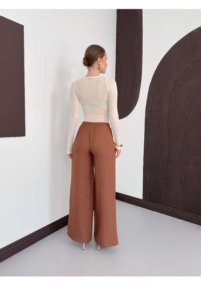 Verymoda Keten Pantolon D2381 Kahve