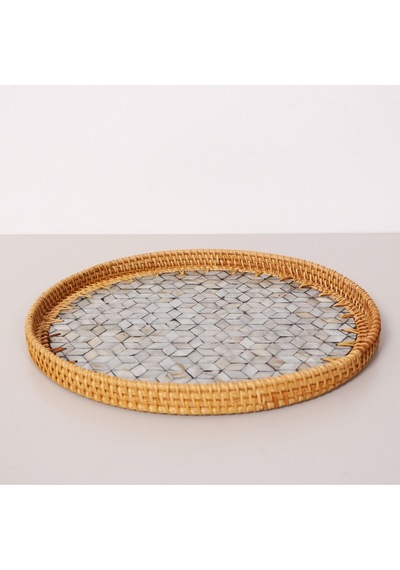 Abstract 35x3 Cm Sedefli Rattan Tepsi & Duvar Dekoru Mix