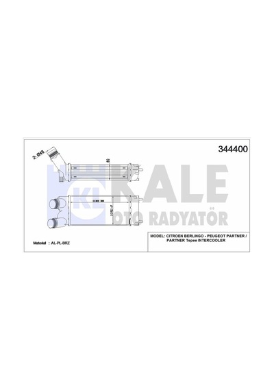 Kale 344400 Turbo Radyatörü Peugeot Partner Citroen Berlingo 1.6 Hdi 0384l9