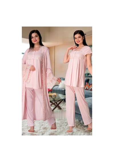 Effort Pijama Effortt 5011 Pudra Uzun Prenses Sabahlıklı Lohusa Pijama Takımı Pudra Pembe Effort Pijama Effortt 5011 Pudra Uzun Prenses Sabahlıklı Lohusa Pijama Takımı Pudra Pembe