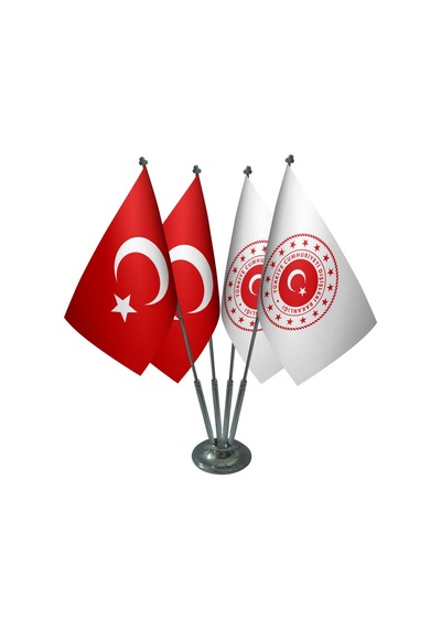 Masa Üstü Dışişleri Bakanlığı Bayrağı Türk Bayrağı Dörtlü Krom Di