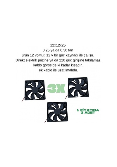 Evonest 12v 0.25a Dc Kuluçka Makinesi Fanı 12x12x2.5 Cm