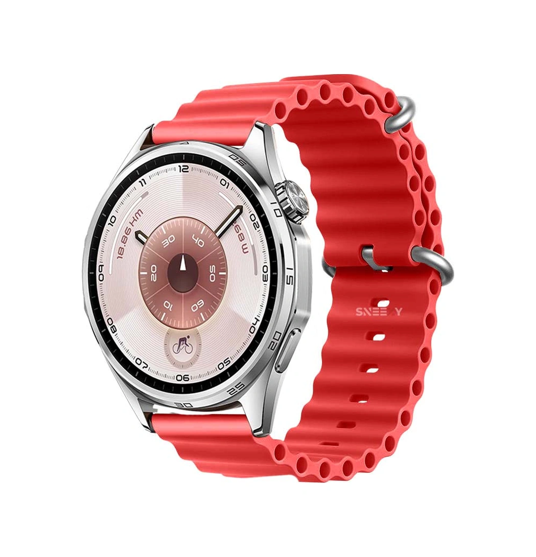 Huawei Watch Gt6 46mm İle Uyumlu Dalga Desenli Tokalı Yumuşak Ocean Soft Silikon Kordon
