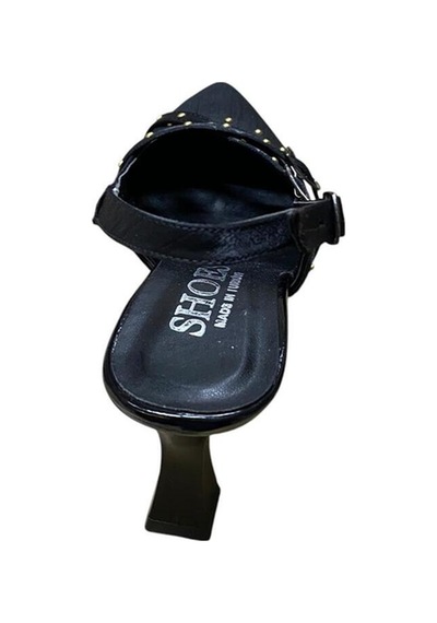 Yaren Moda Kadın Kadeh Topuklu İşlemeli Arkası Açık Stiletto Siyah - 870536469 Siyah