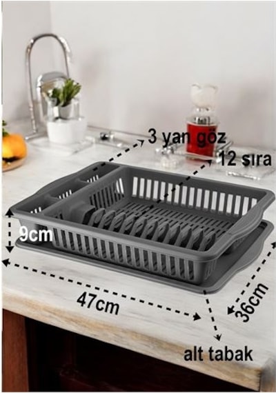Bulaşık Durulama Sepeti Tabaklık Bulaşık Kurutmalık Gri Alessi 715437 Çok Renkli