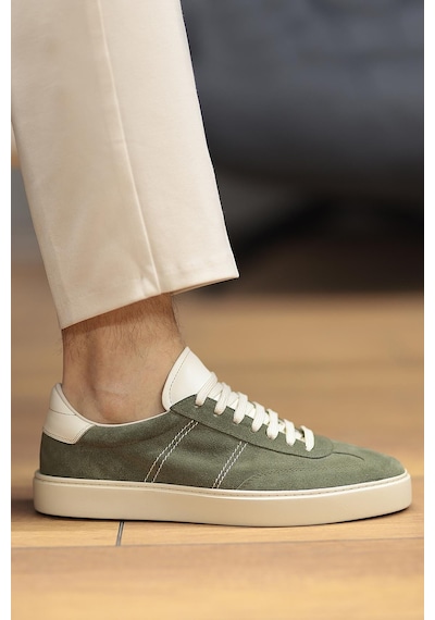 Shoetyle - Yeşil Hakiki Süet Bağcıklı Erkek Sneaker 666-3071-1249