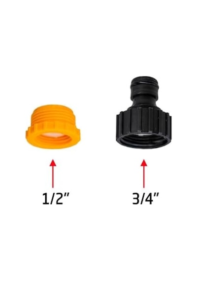 Musluk Ve Hortum Bağlantı Adaptörü, 1/2-3/4 Inç Plastik, Siyah Ve Turuncu