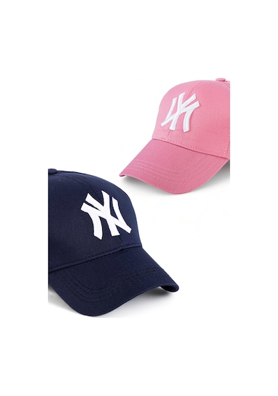 Unisex 2'li Set Lacivert ve Pembe Ny New York Beyzbol Şapka - Unisex Lacivert - Pembe