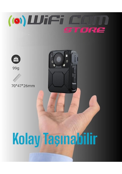 Gece Görüşlü Ekranlı Yaka Kamerası 64 Gb Dahili Hafıza