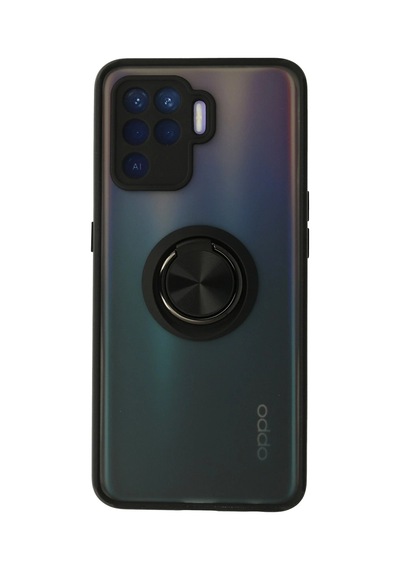 Newface - 997 - Oppo Reno 5 Lite Kılıf Montreal Yüzüklü Silikon Kapak - Kmrsfres - - Siyah Sıyah