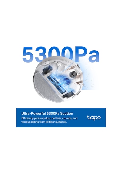 Tapo RV30 Max Plus 5300Pa Robot Süpürge Ve Paspas Lidar+ımu Çift Navigasyon 3l Otomatik Boşaltma Ünitesi Akıllı Temizlik Beyaz