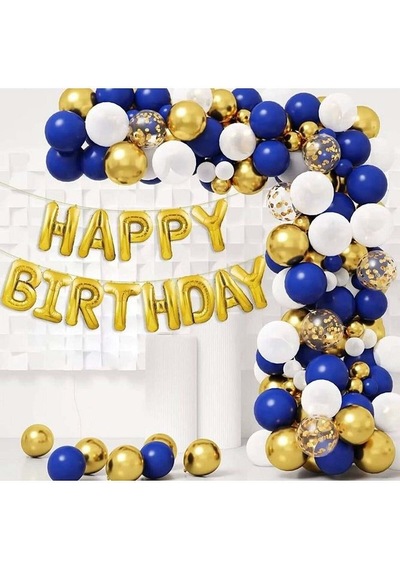 Altın Happy Bırthday Folyo Balon Doğum Günü Partisi Gold Renk Fol Karışık/Çok Renkli