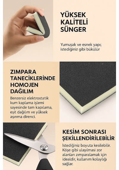 Sünger Zımpara 180 Kum Ahşap Mobilya Metal Tencere Tava Hobi Yatık El Zımparası Islak Kuru 2 Adet Diğer